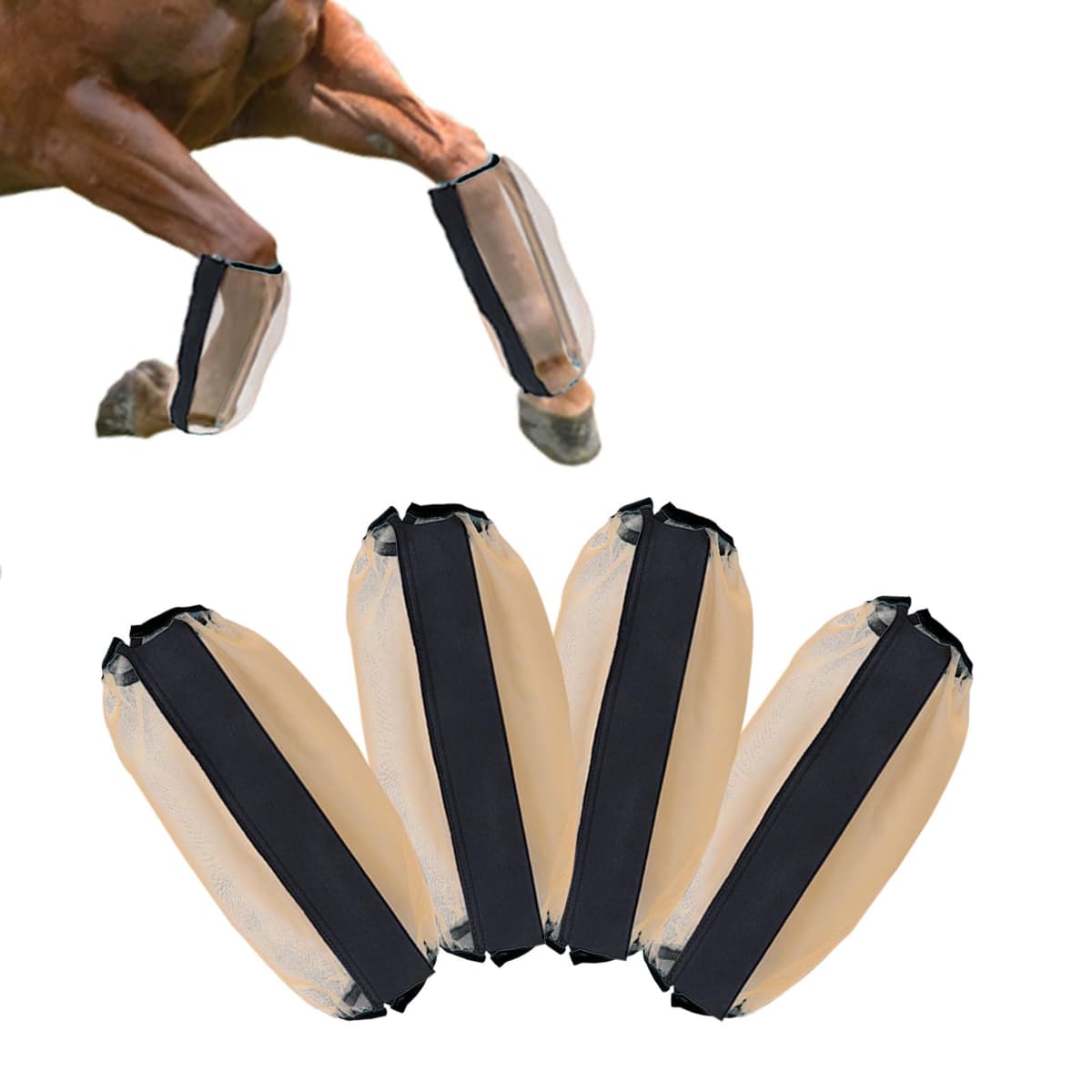 4 fundas antimosquitos para patas de caballo, tamaño universal, malla fina, botas de caballo transpirables, accesorios para botas de caballo para aliviar la irritación de las articulaciones, daños en