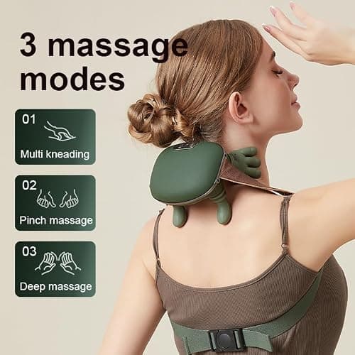 Electric Neck Massager with Heat, 2026 Upgraded Bionic Deep Tissue Neck & Shoulder Massager, Wireless Cervical Neck Massager with Kneading, Advanced Pain Relief & Muscle Relaxation