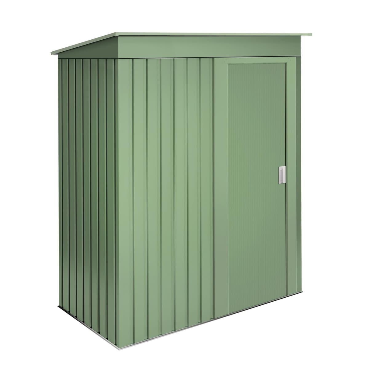 Wasabi - Armario Exterior Terraza 1,39m2 Neat Verde - Puerta Corredera - Techo Inclinado - 162x86x181cm - Caseta Jardín Resistente - Cobertizo Almacenamiento