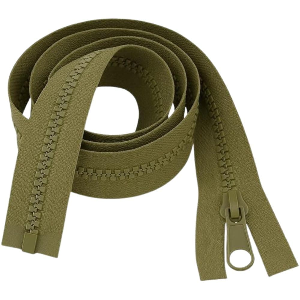 Open-Ended Chunky Zip Olive 14" (36cm) - Heavy-Duty #5 Plastic Teeth Separating Zipper for Sewing & Repairs: Bags, Cushions, Pet Beds, Hoodies & Craft Projects by Giddy Square