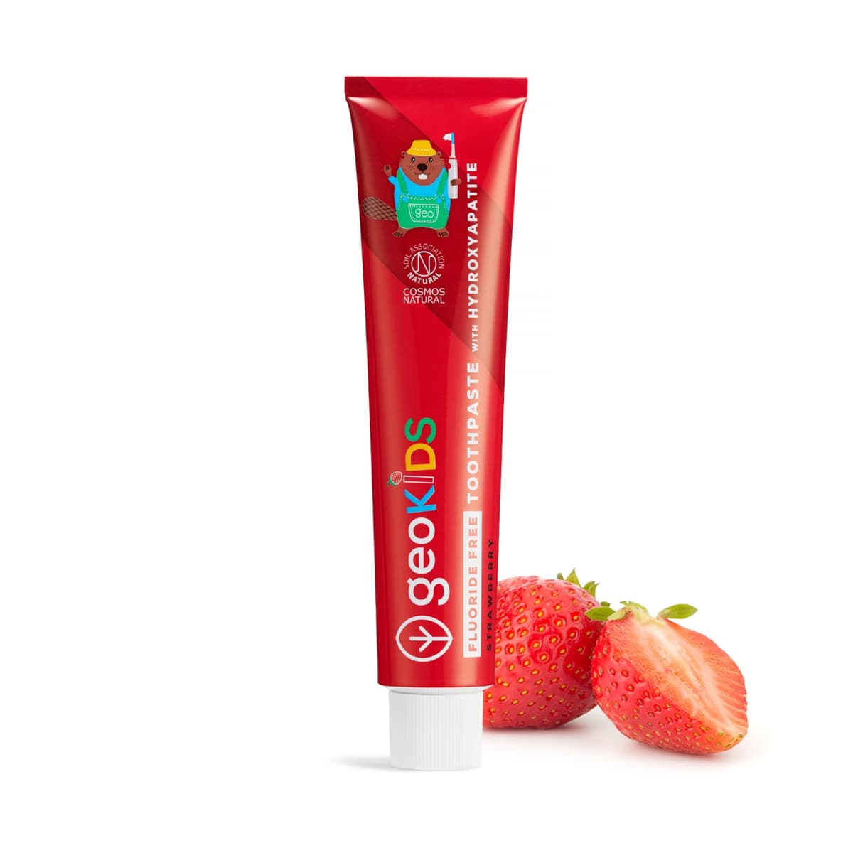 Georganics Kids & Baby - Pasta de dientes de fresa - 75 ml - Sin fluoruro natural con hidroxiapatita - Vegana, sin SLS, sin plástico - Seguro a partir de 6 meses