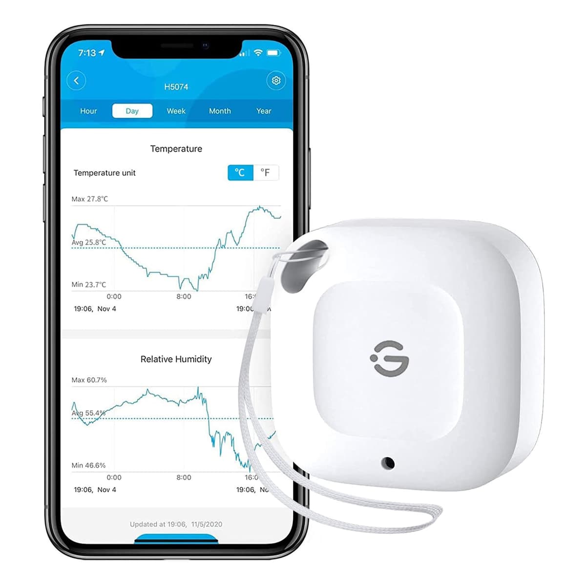 GoveeLife 262ft Bluetooth Thermometer Hygrometer, Smart Temperature and Humidity Meter with App Notification Alarm, 2-Year Free Data Export, Suitable for Bedroom, Greenhouse, Wine Cellar