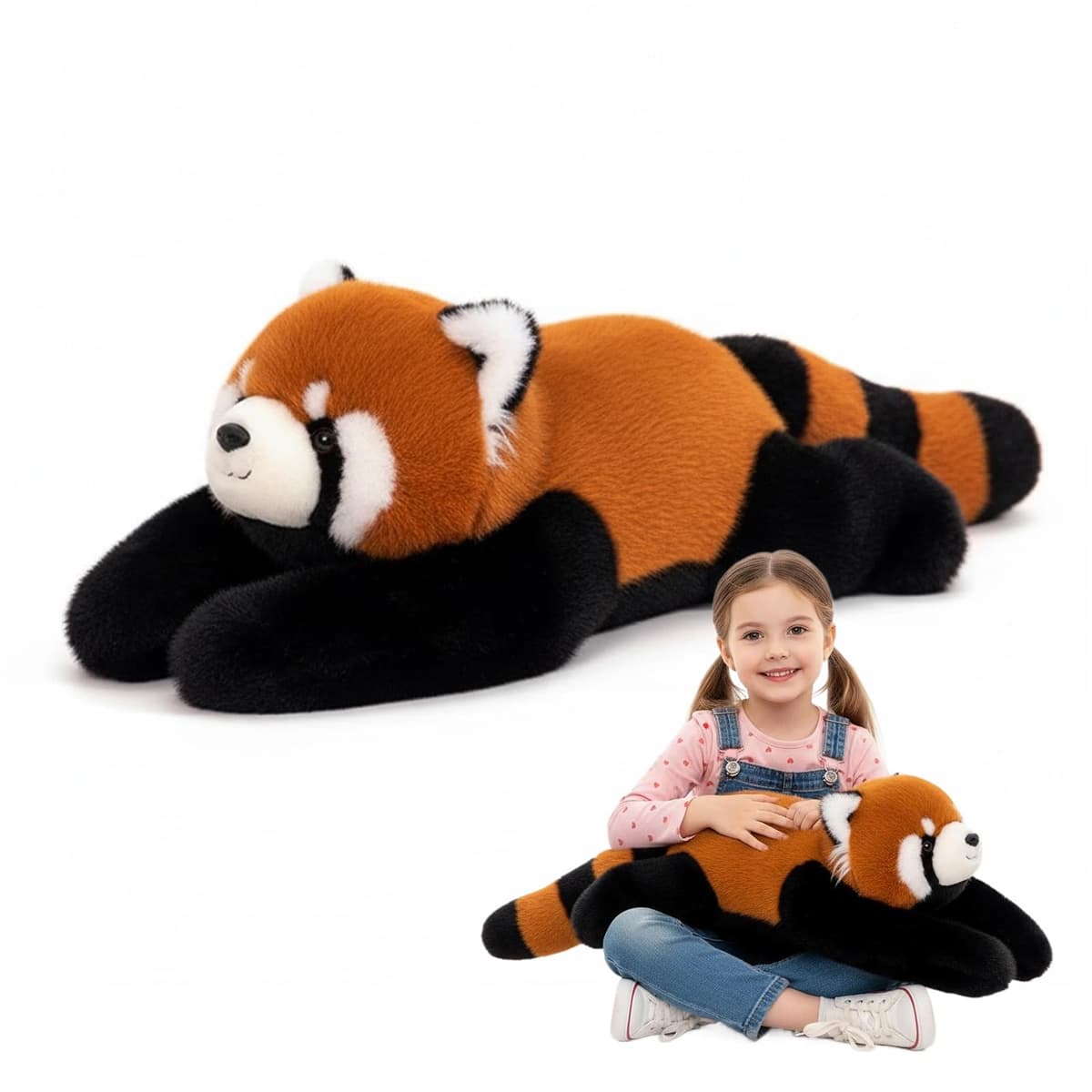 Weighted Plush Animals for Kids & Adults - Panda Teddy Bear Dinosaur Stuffed Toys, Hugging Pillow for Anxiety Relief & Sleep Support (Red Panda, 45cm)
