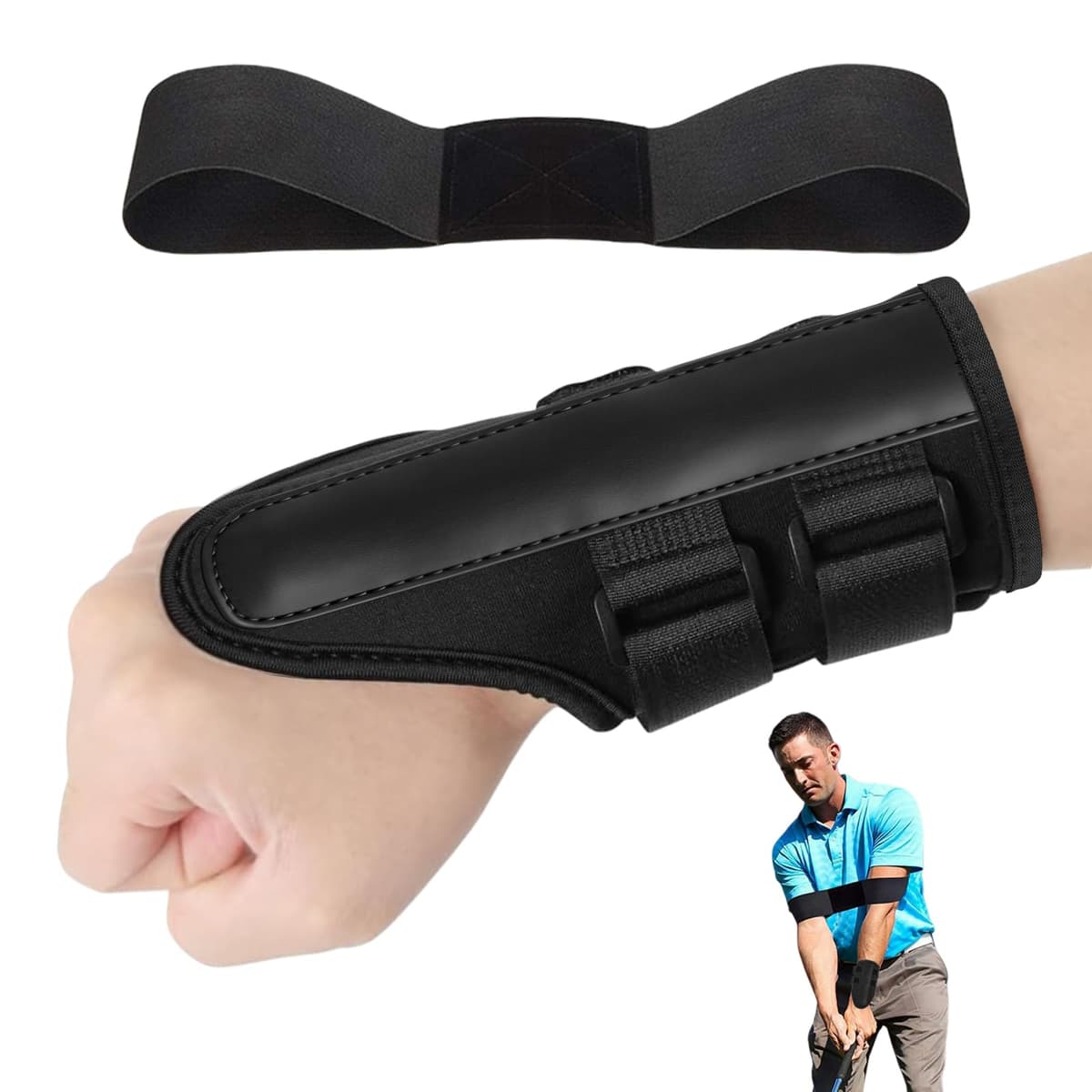 flintronic Muñequera De Golf Soporte, Ayuda De Entrenamiento de Muñeca de Golf, Entrenador de Swing de Golf, Banda de Apoyo Ajustable para Corrección de Postura