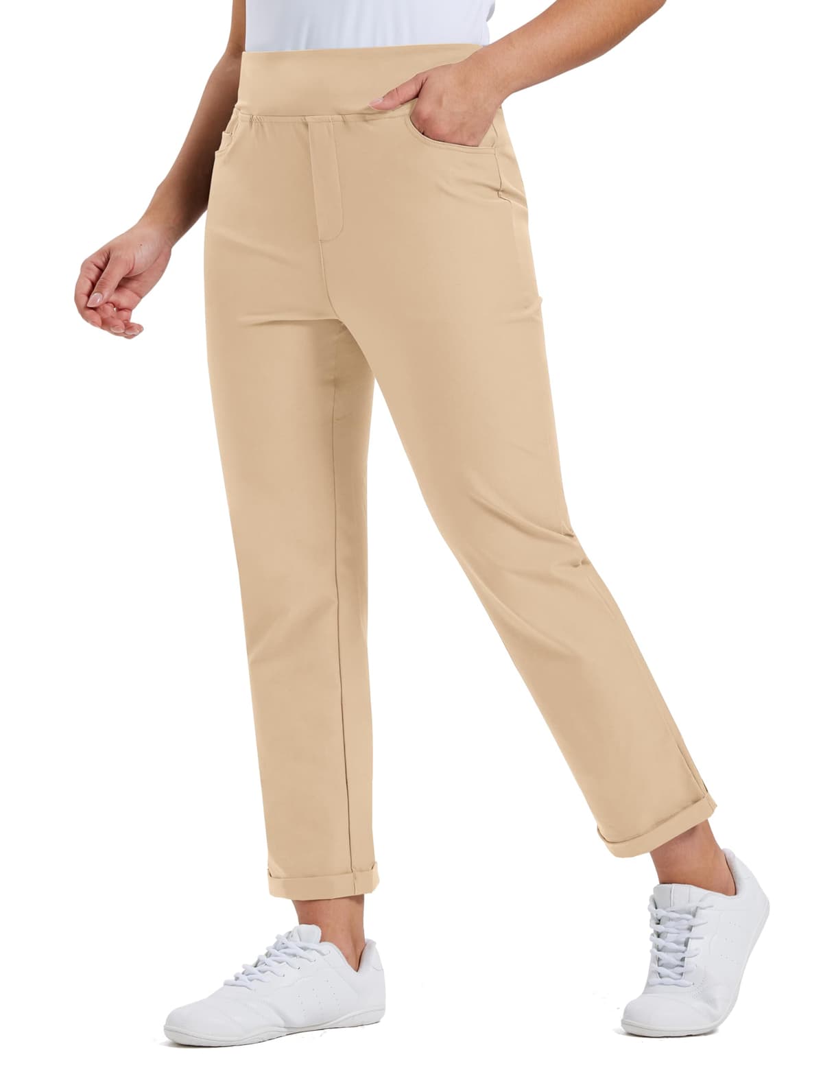 MoFiz Pantalones de Golf para Mujer Stretch Trabajo Pants Elegante con Bolsillos for Oficina Casual Viaje Yoga