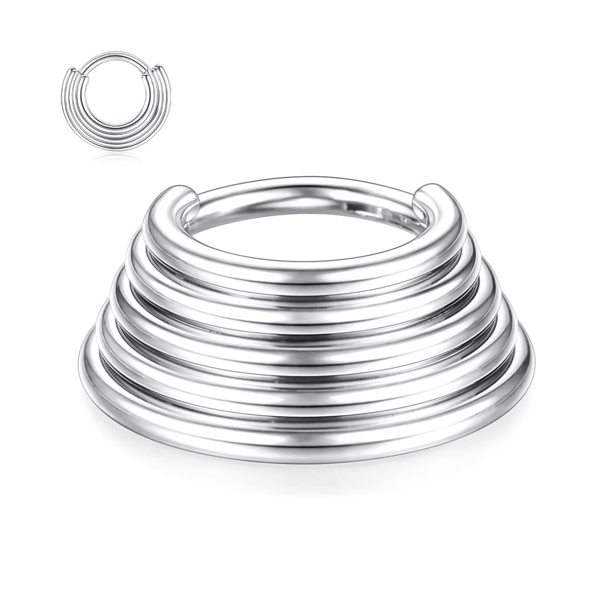 hengkaixuan 16G Septum Nose Rings Hoop Daith Earrings Surgical Steel Septum Clicker Ring Hirned Segment Seamless Clicker Ring Conch Hoop Ring Unisex Earrings Hoop Daith Piercing Jewellery