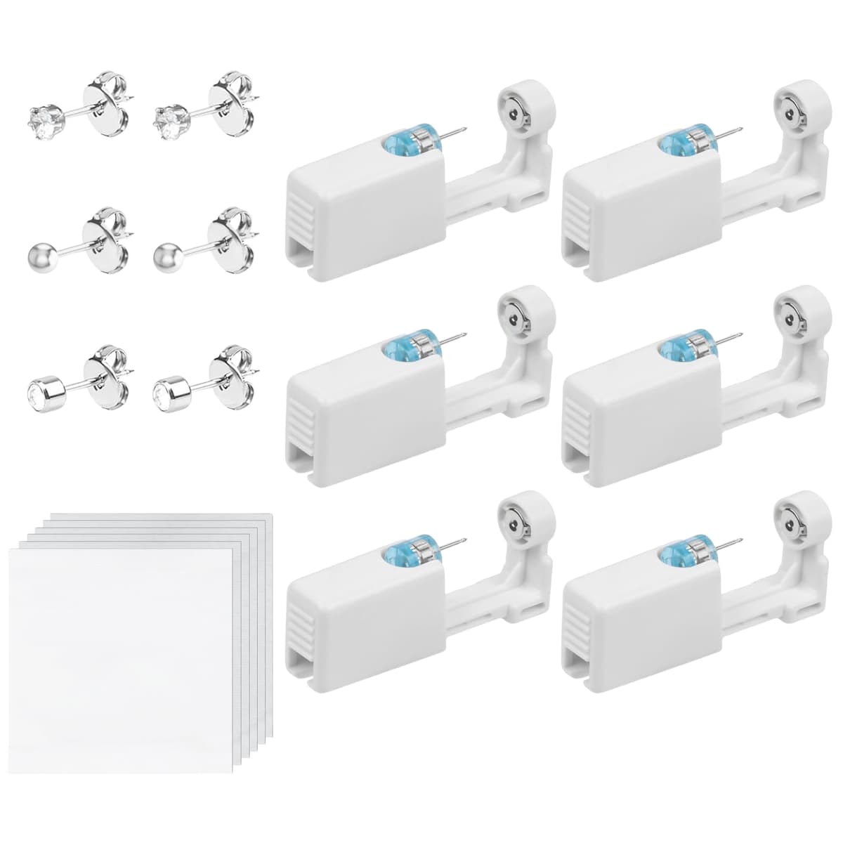 Aucuu Pistolas Desechables para Perforar Orejas, Desechables Herramienta Autoperforante Indolora con Pendientes de Acero Inoxidable, Seguro y Estéril, para Niñas, Mujeres y Hombres