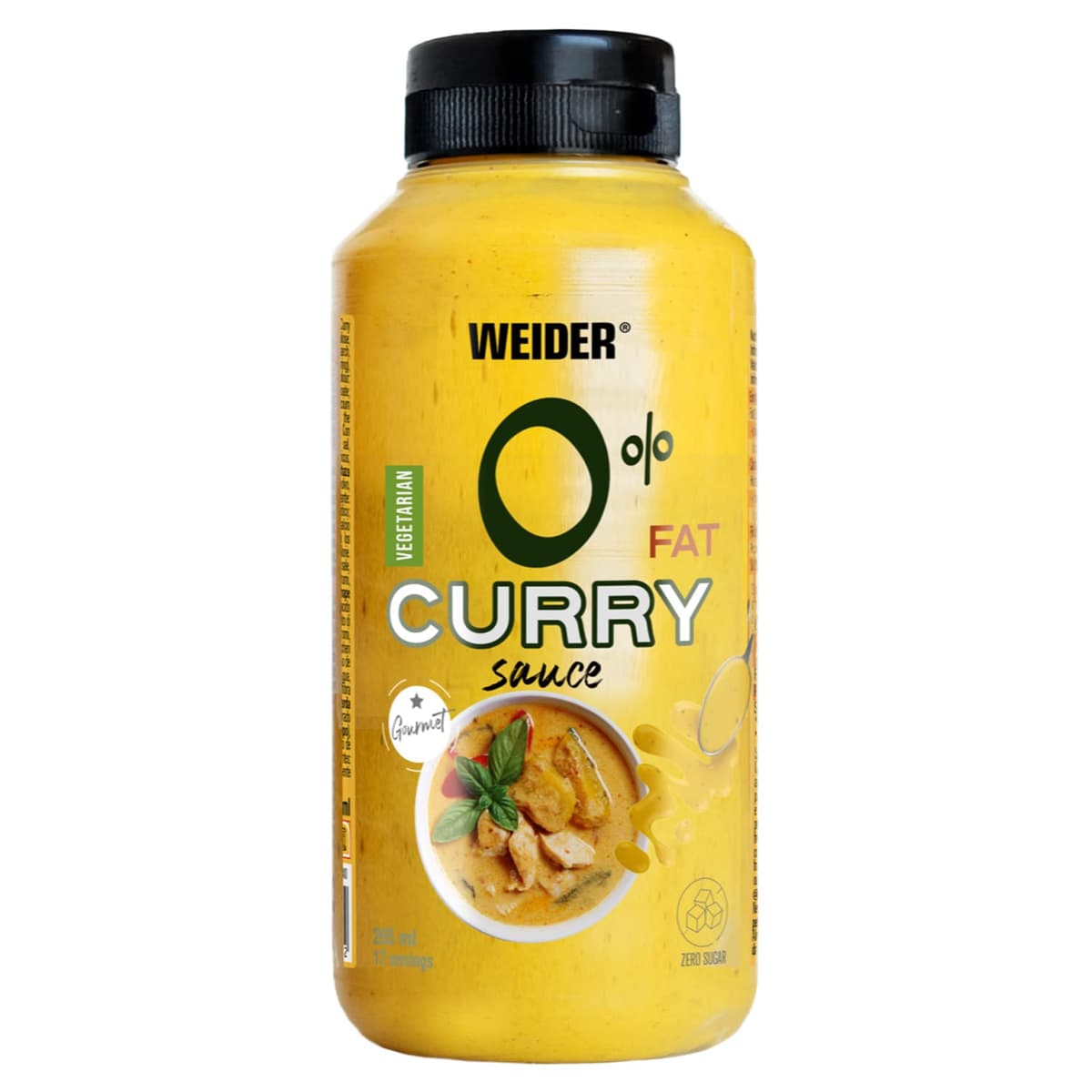 Weider Gourmet 0% Fat Curry Sauce (265 ml). Salsa Curry 0% Grasas, 0% Azúcar. Bajo en Calorias. Nueva Receta Mejorada. Ideal para dar sabor a tus platos.