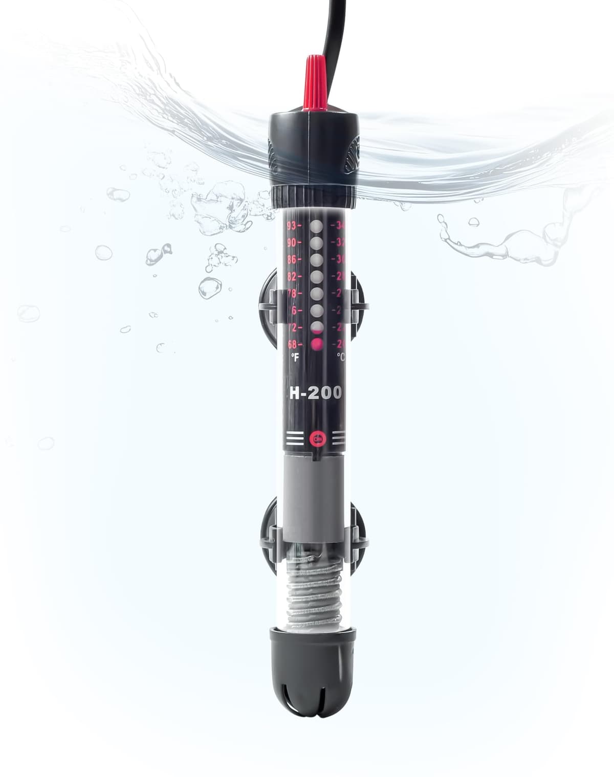 Calentador para Acuario 50W Sumergible Seguro con Termostato Ajustable - Vidrio de Cuarzo a Prueba de Explosiones, Control de Temperatura Preciso (20-34°C) para Peceras y Tanques de Tortugas 30-60 L