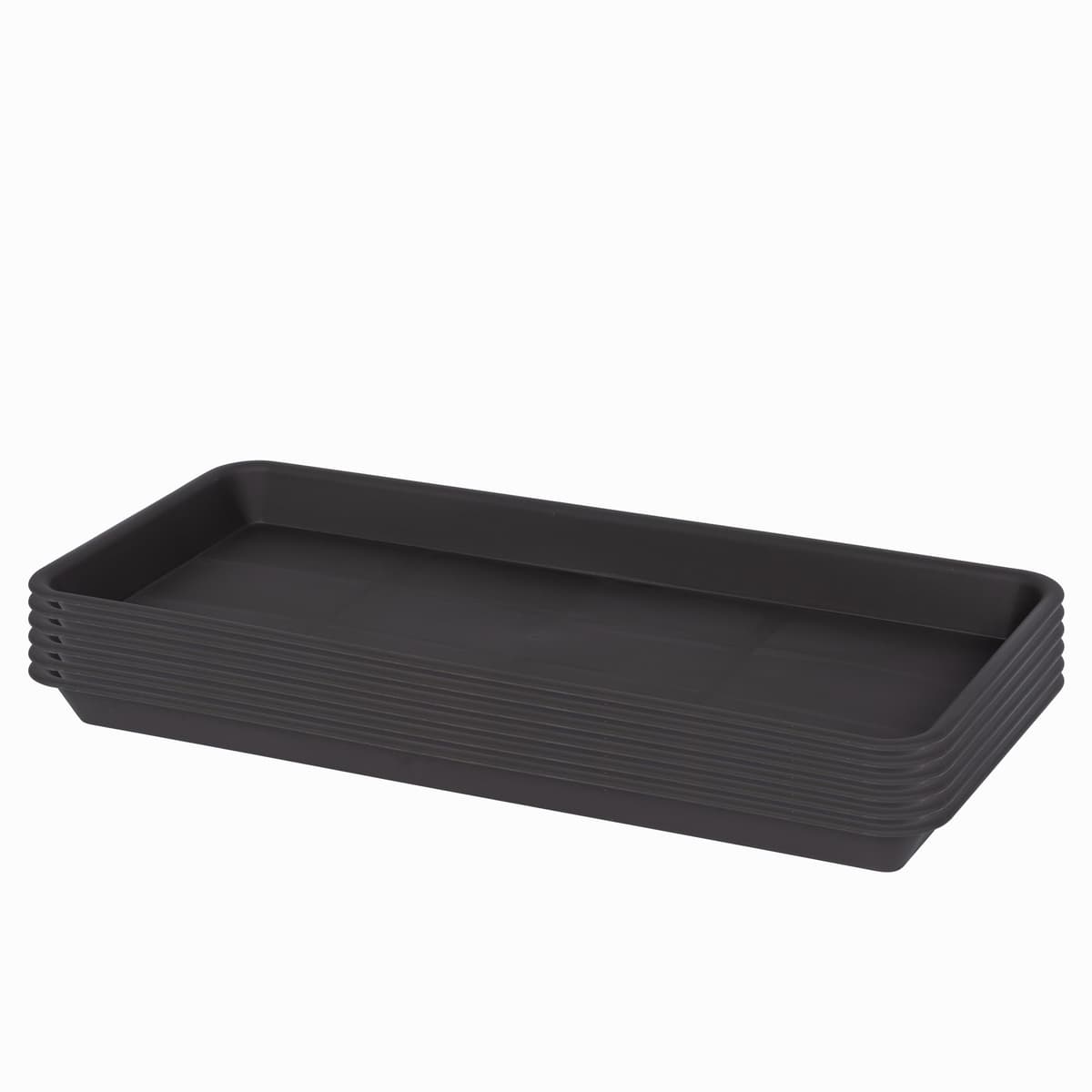 VUWEZ 2 Pack Plastic Plant Trays, Rectangular 17 18 inch, Indoor/Outdoor Plant Water Drip Trays for Flower Pot Planter, Windowsill (7.8 x 17.5'', Brown)