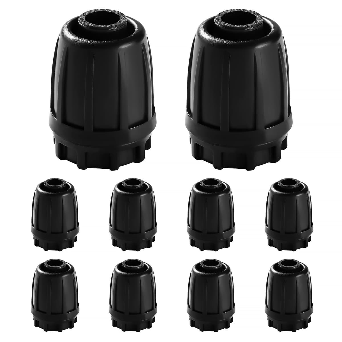 VooGenzek 10 Piezas Accesorios de Riego Tapones de Extremo para Tubos 16mm, Adaptador de Riego por Goteo, Conectores de Púas de Manguera para Sistemas de Riego, para Césped, Jardín (Negro)