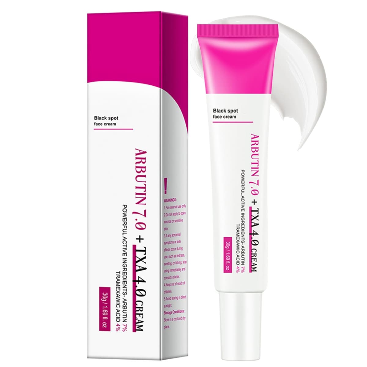 Arbutin 7% + ácido tranexámico 4% crema – Dark Spot Remover Skin Lightening Cream, Eliminador de manchas de pigmentación facial – Crema Glow Skin contra manchas de pigmento, pecas e imperfecciones