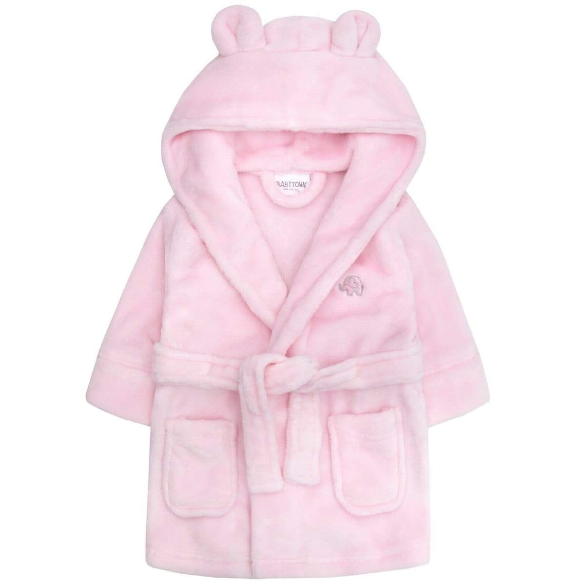 Baby Boys & Girls Unisex Dressing Gown (Ages 6-24 Months) Soft Plush Flannel Fleece Hooded Bath Robe