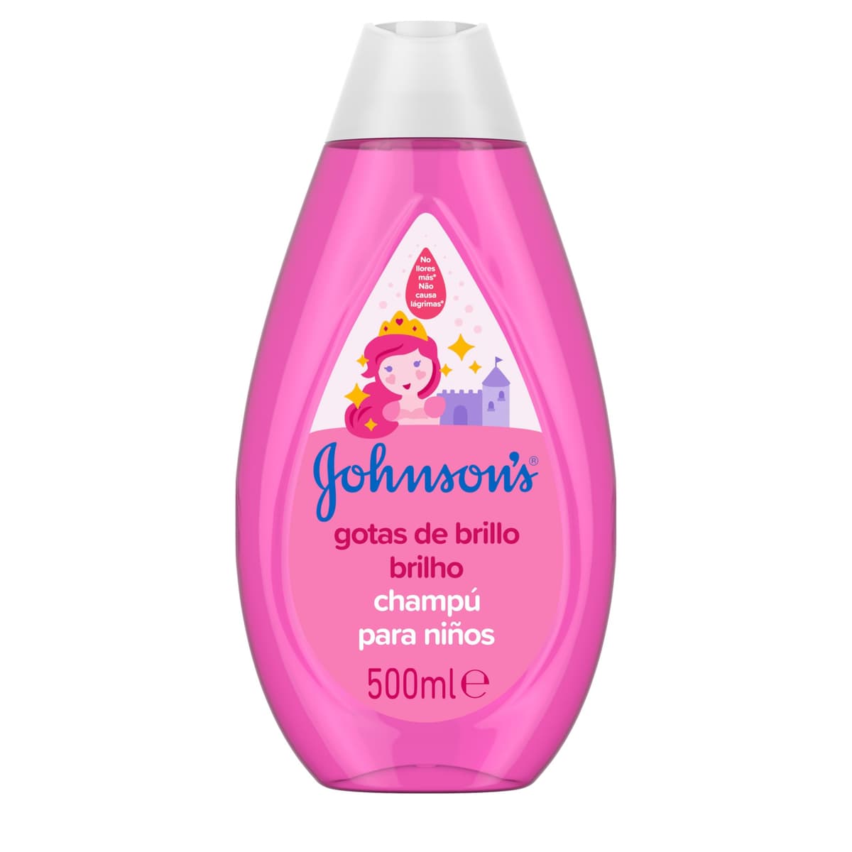 JOHNSON’S Kids Shampoo Brillo y Fuerza (1 x 500 ml), champú hidratante con aceite de argán y proteínas de seda, champú sin sulfatos que hidrata y potencia el brillo, con fórmula No Llores Más
