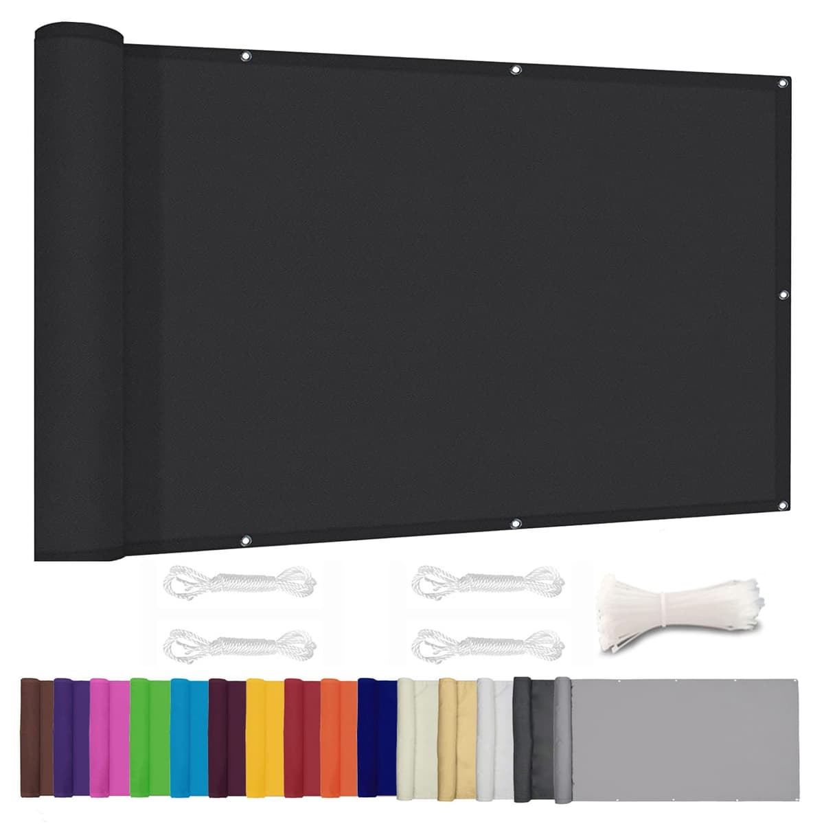Balcony Privacy Screen for Backyard Deck Patio Balcony Fence Porch Sun Shade PVC UV Protection Sun Wind 8 Days Delivered 14 Colors 20 Sizes 420D(Black,1x6m)