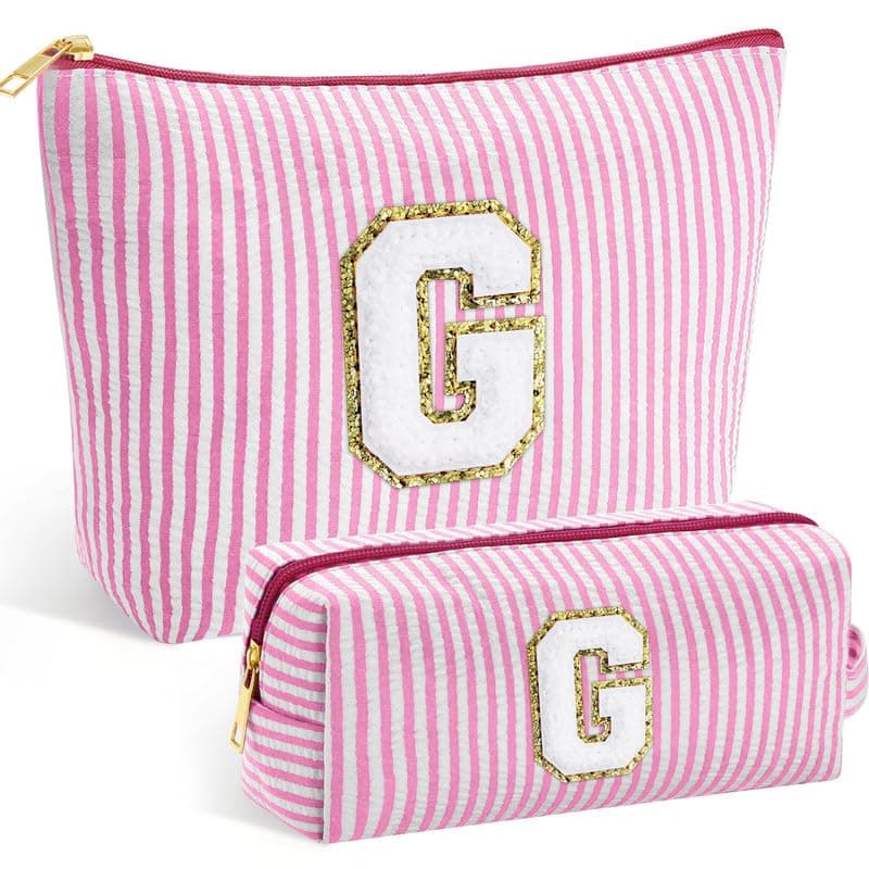 Personalized Make Up Bag - Birthday Gifts for Women Large Capacity A-Z Cosmetic Bags Girls Gifts 2 Pack Makeup Bag Women's Portable Toiletry Bag