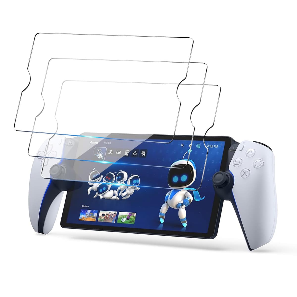 IBETEK 3 Protector de Pantalla Vidrio Templado para Sony PS5 PlayStation Portal, Dureza 9H, Resistente a Arañazos y Huellas Dactilares