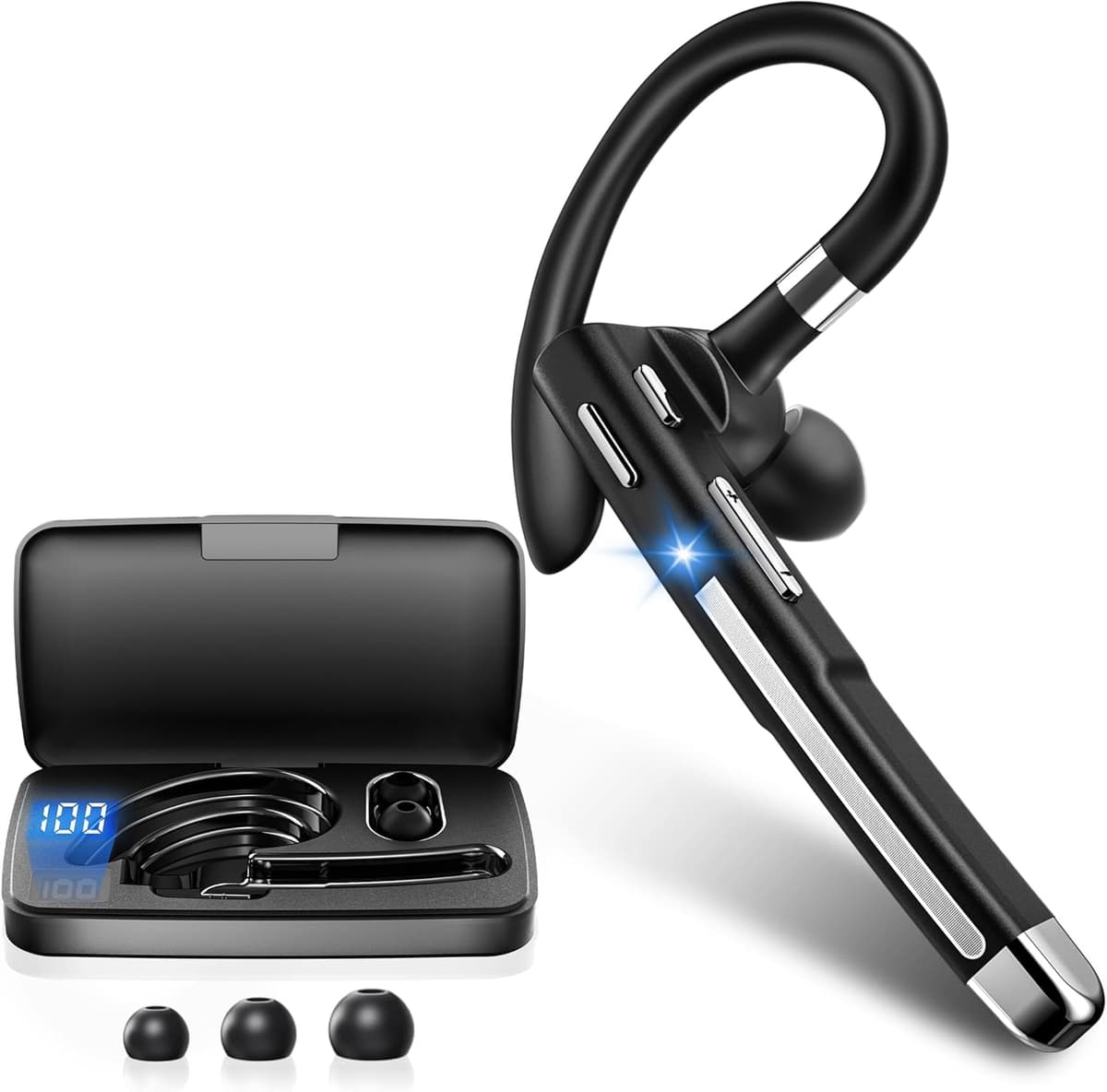 Single Wireless Earbud, Ultra Long Standby Bluetooth Headphone with Large Capacity Charging Box, Built-in CVC8.0 Noise Reduction,