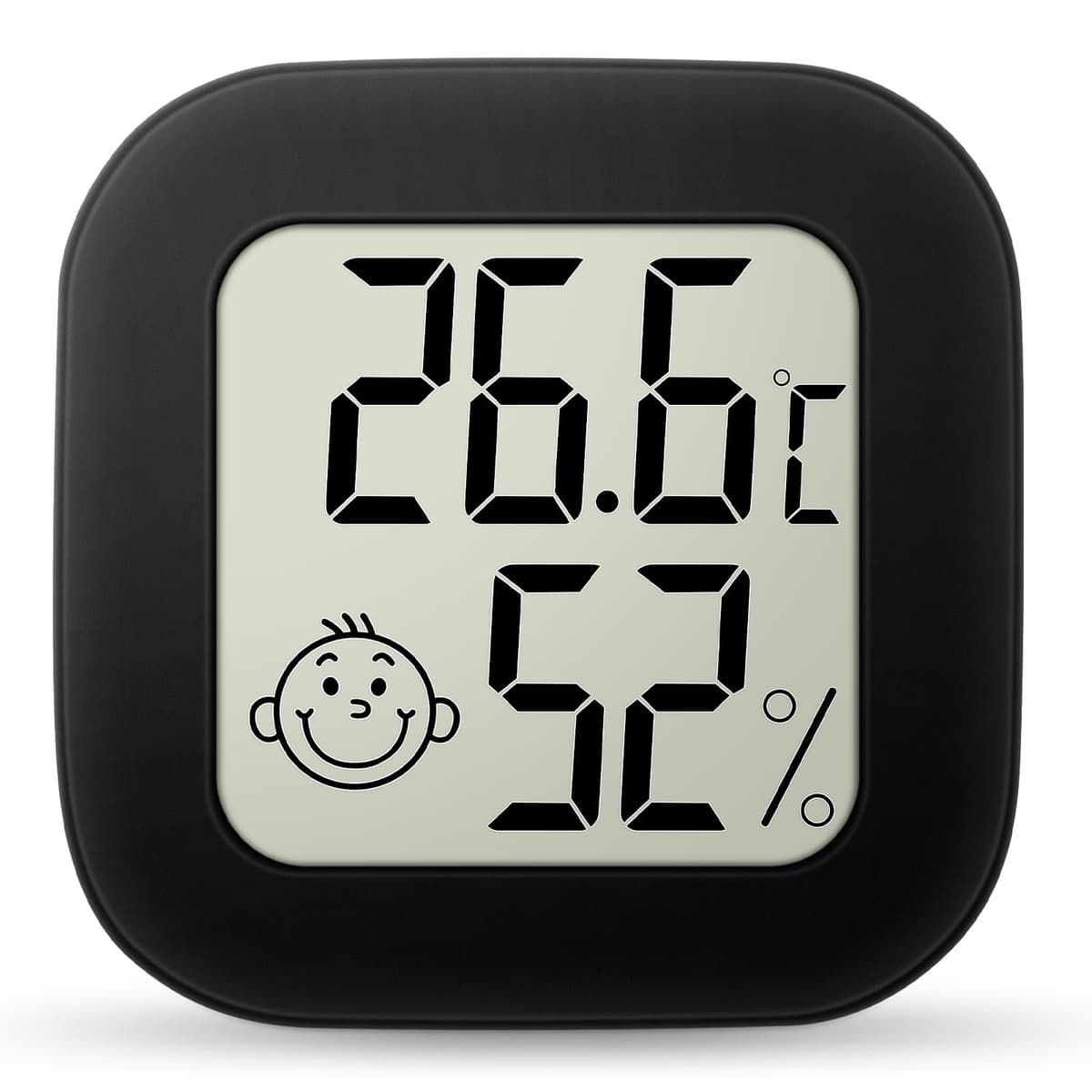 Ainiv Digital Hygrometer Indoor Thermometer, Mini Room Thermometer with LCD Display and Face Lcons, Humidity Gauge with Temperature Humidity Monitor for Bedroom, Baby Room, Warehouse, Cellar, Car