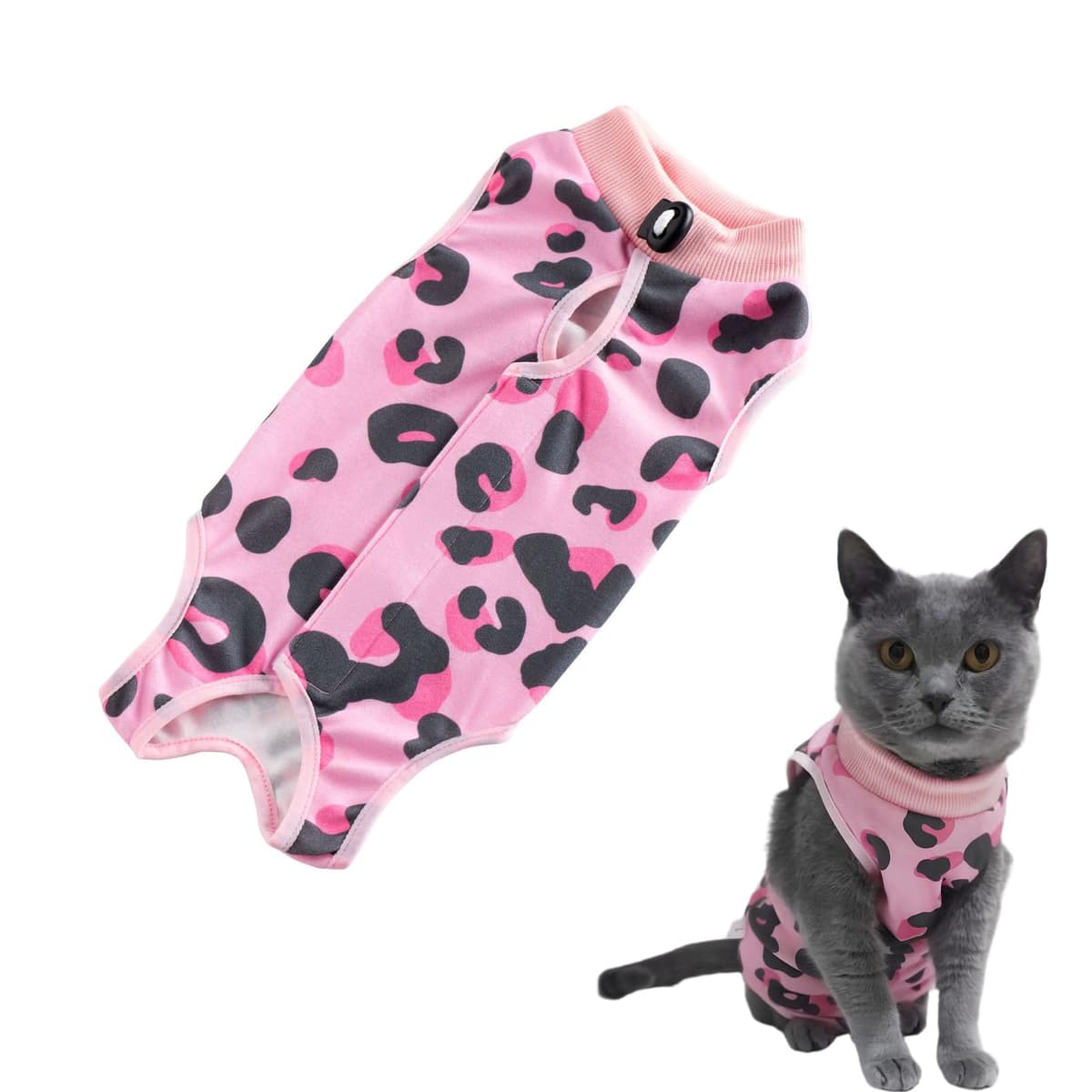Cat Professional Recovery Suit，Body Suits for Abdominal Wounds or Skin Diseases，E-Collar Alternative for Cats, Onesie Cat Clothes After Surgery Collar & Cone Alternative