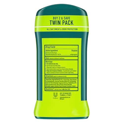 Degree Men Original Protection Antiperspirant Deodorant Extreme Blast Twin Pack 48-Hour Sweat and Odor Protection Antiperspirant For Men 2.7 oz