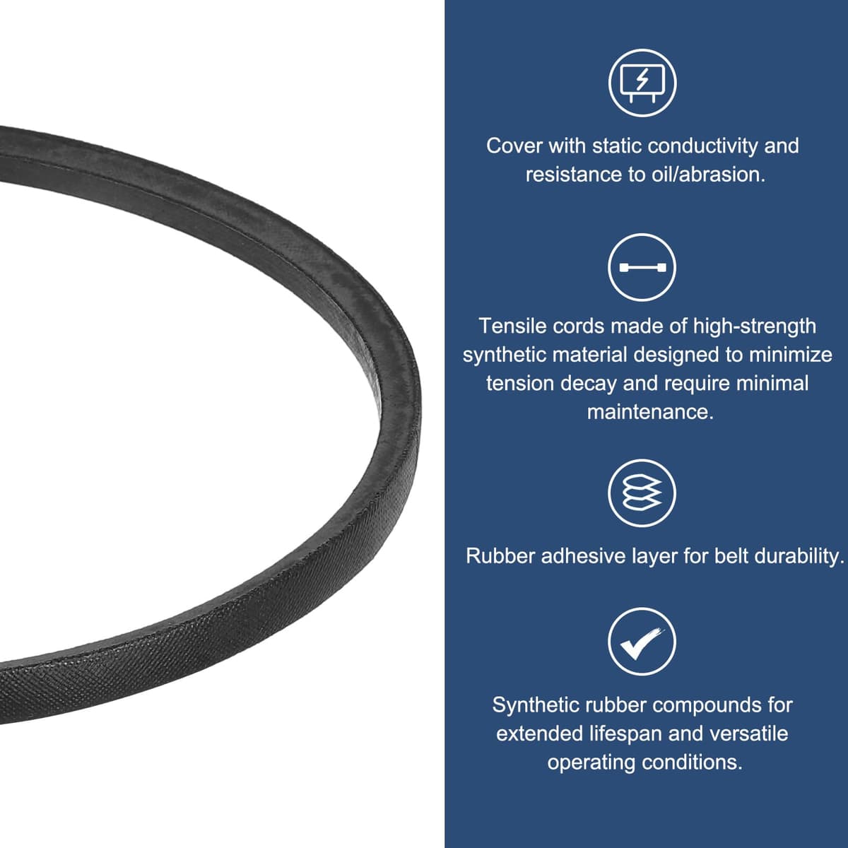 uxcell 3L230 Classic Wrapped Rubber V-Belt, 23"(584mm) Outside Circumference, 3L Profile V Belt 3/8" Width 7/32" Height — view 3