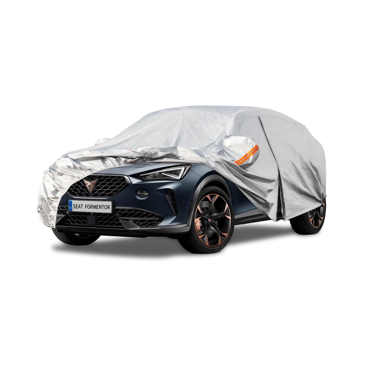 Kayme Funda Coche Exterior, Compatibles con Seat/Cupra Formentor (2020-2025), Cubierta para Coche Impermeable Anti-UV Antipolvo de 6 Capas, Cubre Coche con Cremallera y Forro de Algodón.