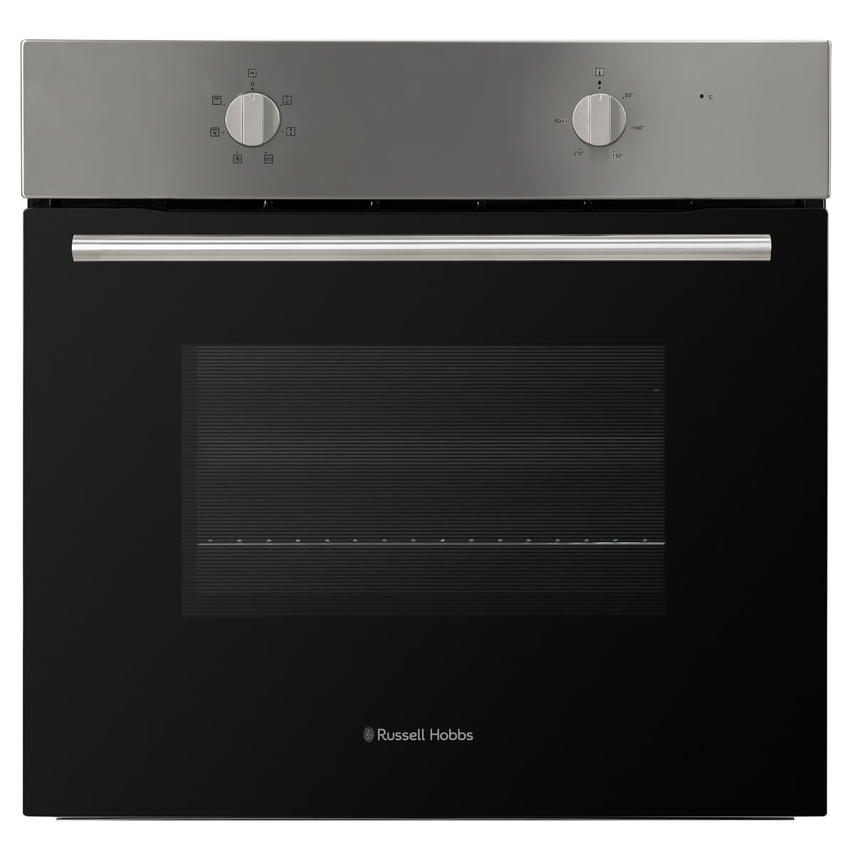 Russell Hobbs 70L, 60cm Wide, Single Electric Built-in Fan Oven and Grill in Stainless Steel, 6 Oven Functions, RHFEO7004SS