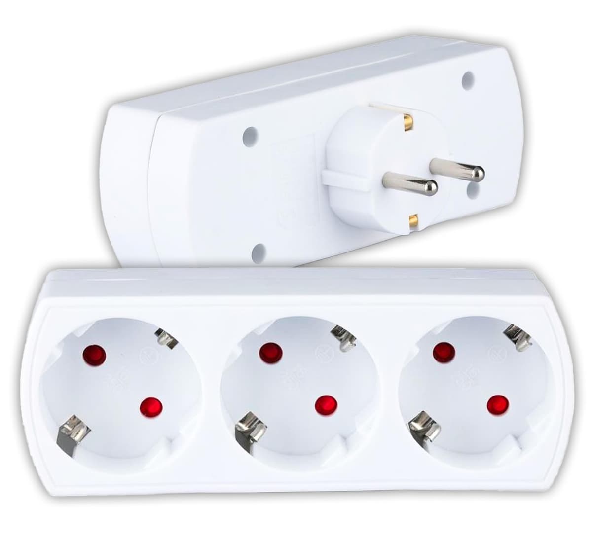 V-TAC Adaptador Múltiple 3 ENCHUFES - Enchufe de Pared 3 Tomas de Corriente 16A Shuko para el Hogar, Oficina, Tienda, Garaje, Cocina - Regleta Múltiple 3 Enchufes - 250V Compacta y Práctica