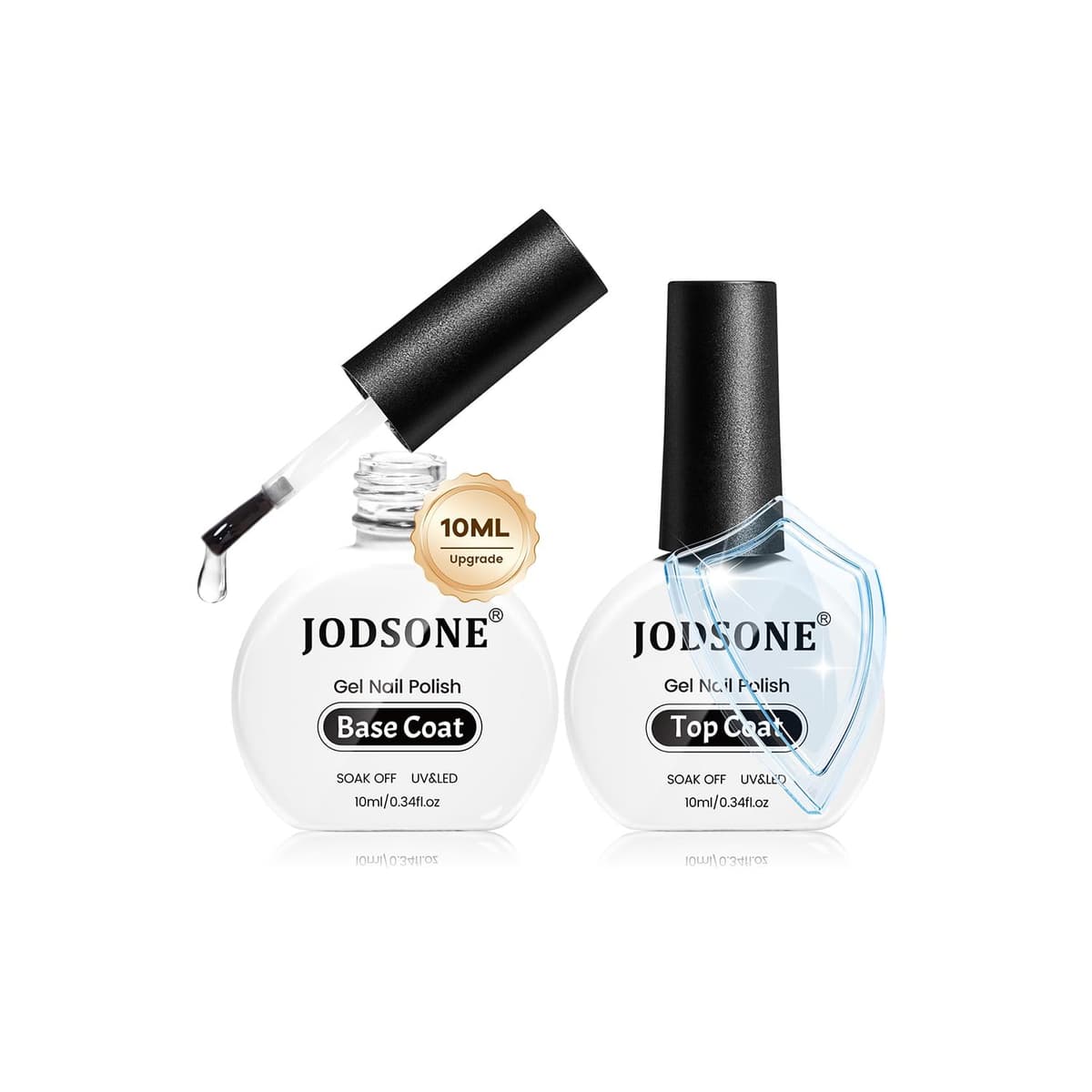 JODSONE 2 Botellas 10ml De base y top coat semipermanente Gel Polish Set Superficie Brillante En Casa DIY Nail Salon Girl Regalo