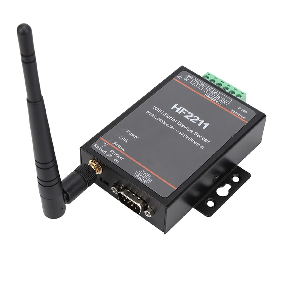 HF2211 Servidor Serial a WiFi y Ethernet DTU Comunicación de Red 5-36VDC Adaptador para Uso Industrial y Monitoreo Remoto