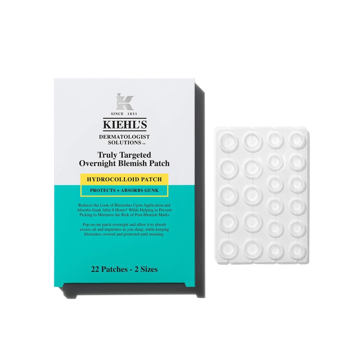 Kiehl's Truly Targeted Overnight Blemish Patch, Hydrocolloid Patch for Blemishes
