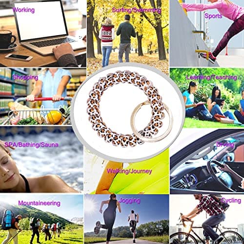 BIHRTC Pack of 6 Stretchy Keychain Plastic Coil Stretch Wristband Bracelet Wrist Coil Key Ring Wrist Coil Wrist Keychain Colorful Stretch Key Chain for Gym Pool ID Badge Sauna — view 5