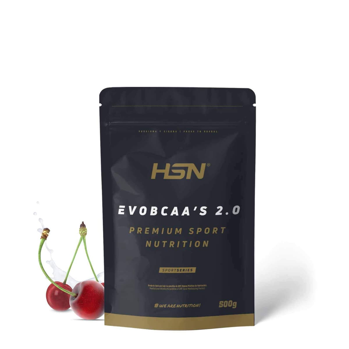 HSN BCAA con Glutamina Evobcaa's 2.0 | Cereza 500g | Aminoácidos Ramificados Ratio 12:1:1 (Leucina + Valina + Isoleucina) | No Incluye Dosificador | No-GMO, Vegano, Sin Gluten