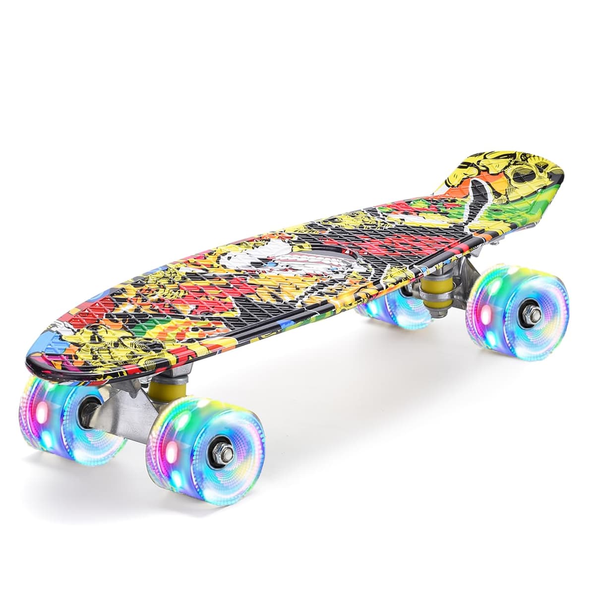 ERNAN Skateboard Complete 22 Inch Mini Cruiser, Rodamientos ABEC-7 y Ruedas 78A PU - para Niños, Adultos, Principiantes con Ruedas Light Up Complete Skateboard