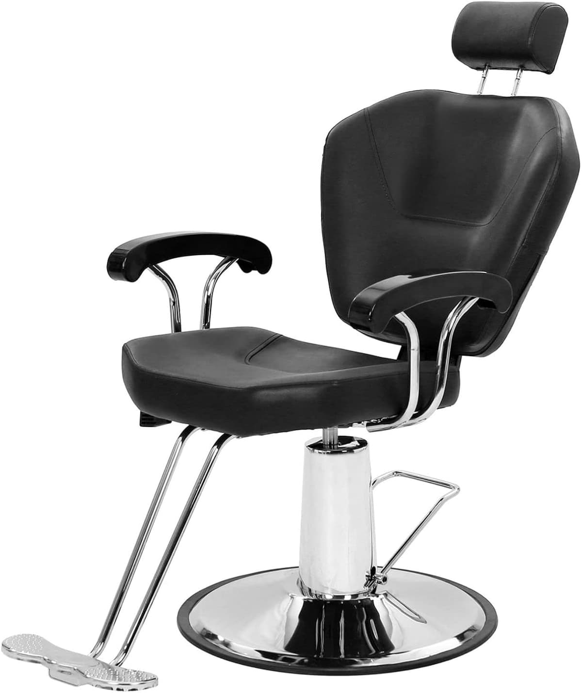 Silla de peluquería Sillón Profesional Silla Barberia Giratoria 360°con Altura Regulable Reposacabezas Ajustable y Reposapiés para Salón de SPA y Belleza, Barbería, Carga 150 kg (Negro)