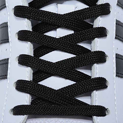 Flat Shoelaces 1/4" Wide Shoes Lace (2 Pair) - Wide Shoelaces - Flat Shoe Laces for Sneakers and Shoes (45" inches (114 cm), Black)