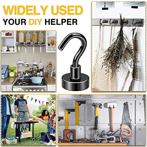 DIYMAG Magnetic Hooks 6pcs 30lbs+ Cruise Essentials 2026 Magnet Hook Black — view 2