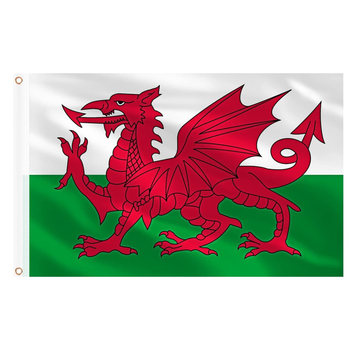 AhfuLife Welsh Flag 5ft x 3ft for St.David's Day Decorations, 1Pcs Large Wales Dragon Flag Double Side with Brass Eyelets for Rugby Football World Cup Garden Street Party Accessories