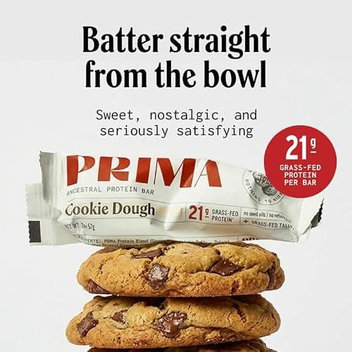 PRIMA Cookie Dough Protein Bar | 21g Grass Fed Whey and Collagen | No Seed Oils, No Preservatives, Raw Honey Sweetened | 7 Pack — view 4