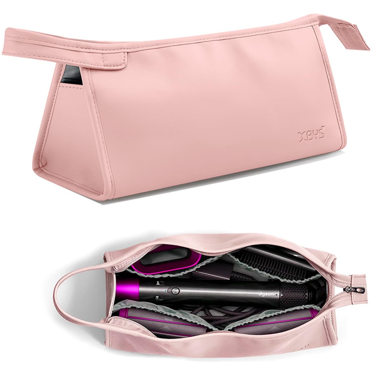 Veki Bolsa de Almacenamiento Compatible con Dyson Airwrap Styler y Dyson Supersonic, Funda de Viaje para Secador de Pelo Dyson y Shark, Bolsa Protectora de Viaje de Rizador de Pelo (Rosa, Triángulo)