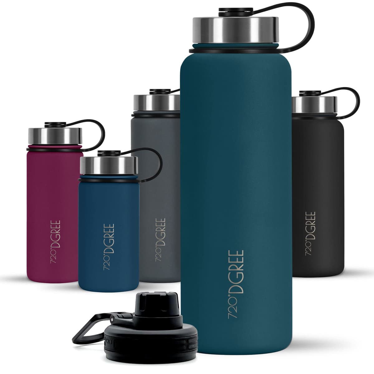 720°DGREE Vaccum Insulated Water Bottle “noLimit“ - 410ml, 530ml, 710ml, 950ml, 1200ml - Leakproof, BPA-Free, Thermo Stainless Steel Flask - Sports, Gym, School, Travel, Carbonated Drinks +Sports-Cap