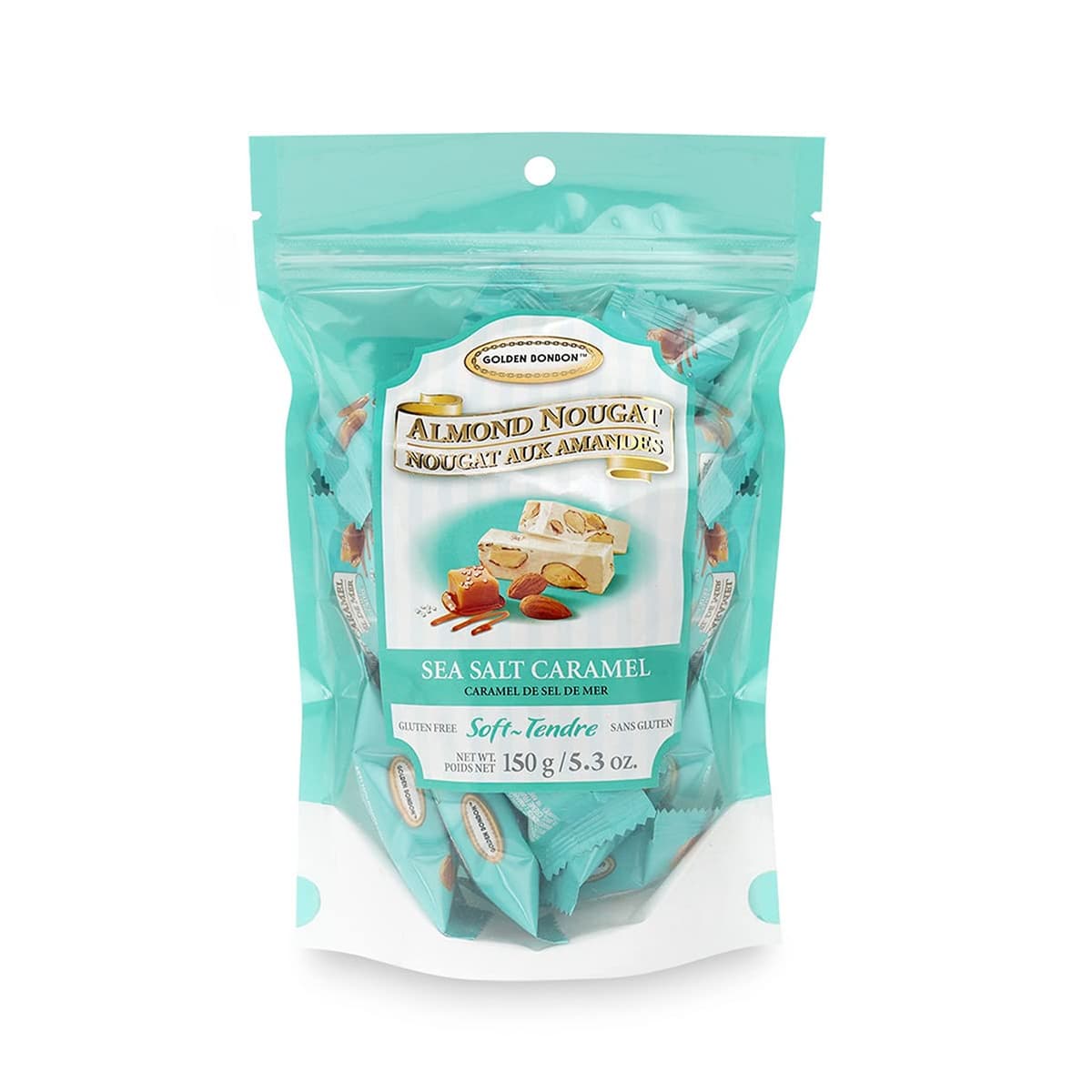 Golden Bonbon Italian Soft Almond Nougat Candy, Individually Packed Chewy, Gluten Free Nougat, Full of Almonds, Halal Candy (3.53 Oz, Almond Maple) — view 5