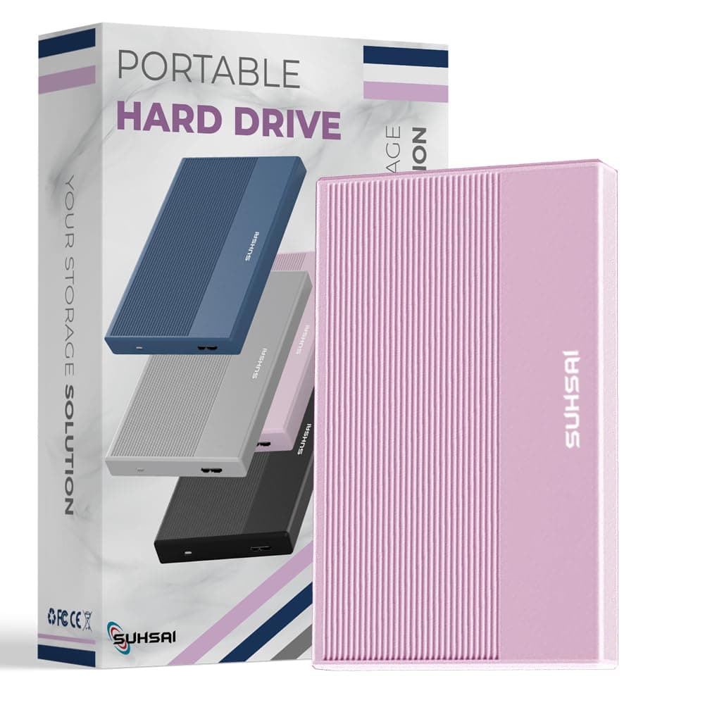 SUHSAI Disco Duro Externo de 500 GB Copia de Seguridad de Datos HDD - Expansión de Memoria de 2,5" Disco Duro portátil USB 3.0 Compatible con Mac, Escritorio, PC, PS4, PS5, (Rosa)