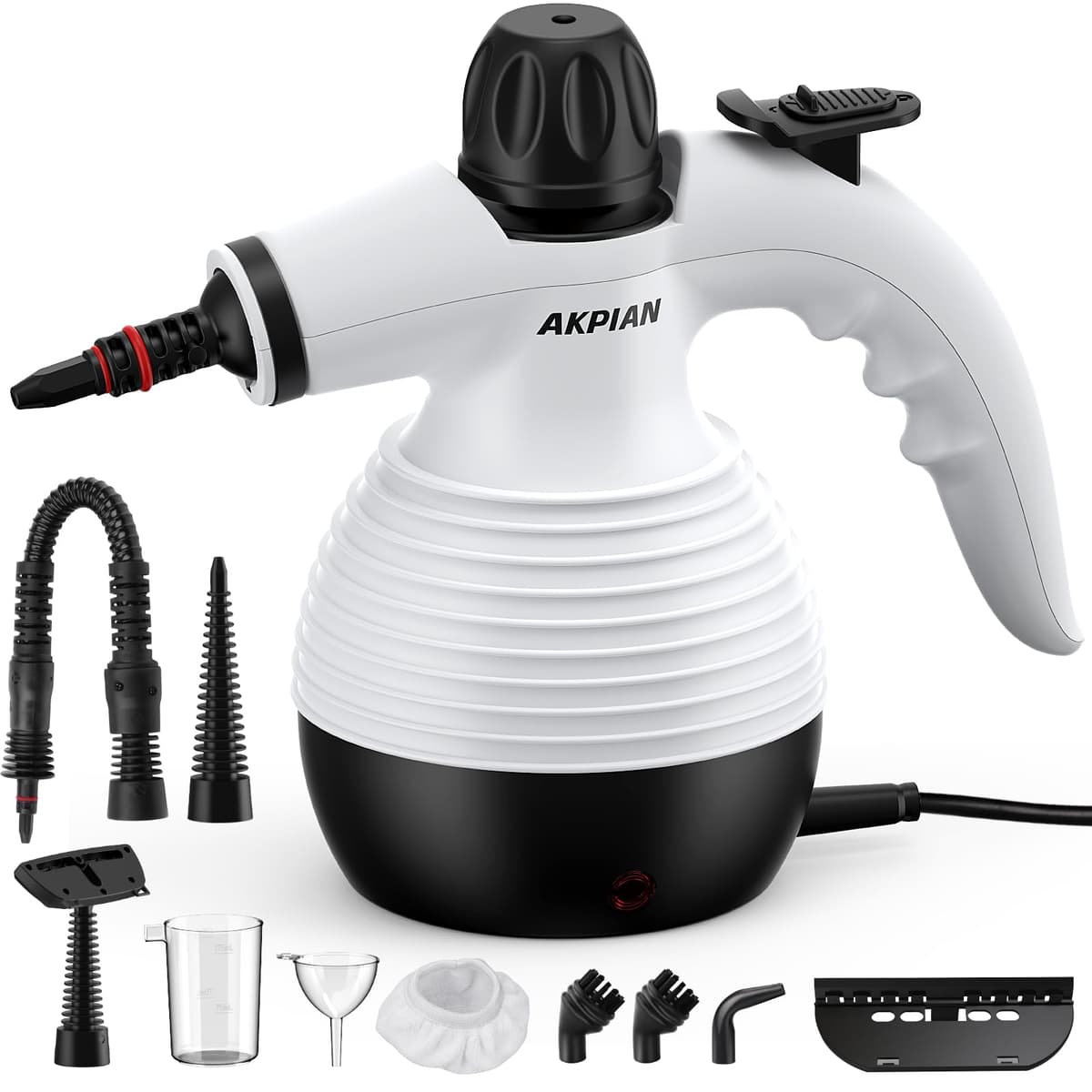 Limpiador a Vapor Portátil, Limpiador a Vapor, Limpiador Multifunción, con Bloqueo de Seguridad, Incluye un Juego de 10 Accesorios, Apto para Cocinas, Cortinas, Sofás, Baldosas y Baños