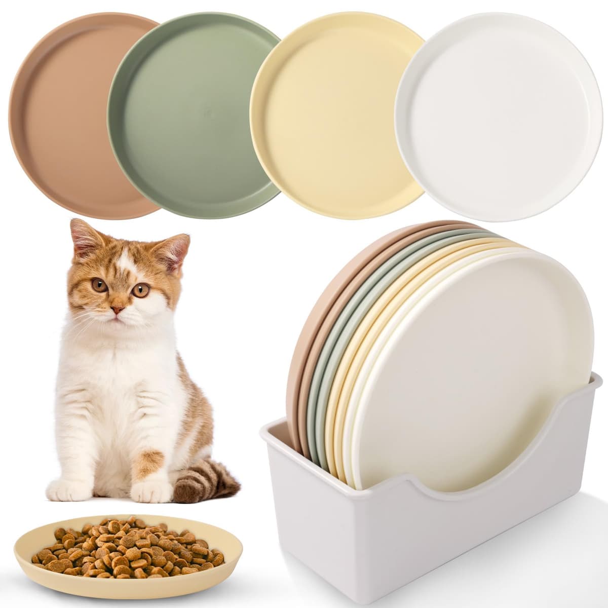 8 Piezas Comedero Gato, Pet Tazones para Gatos, Cuenco Comida Redondo Gato, Cuenco Colorido para Gatos - Perros, Gatos, Conejos
