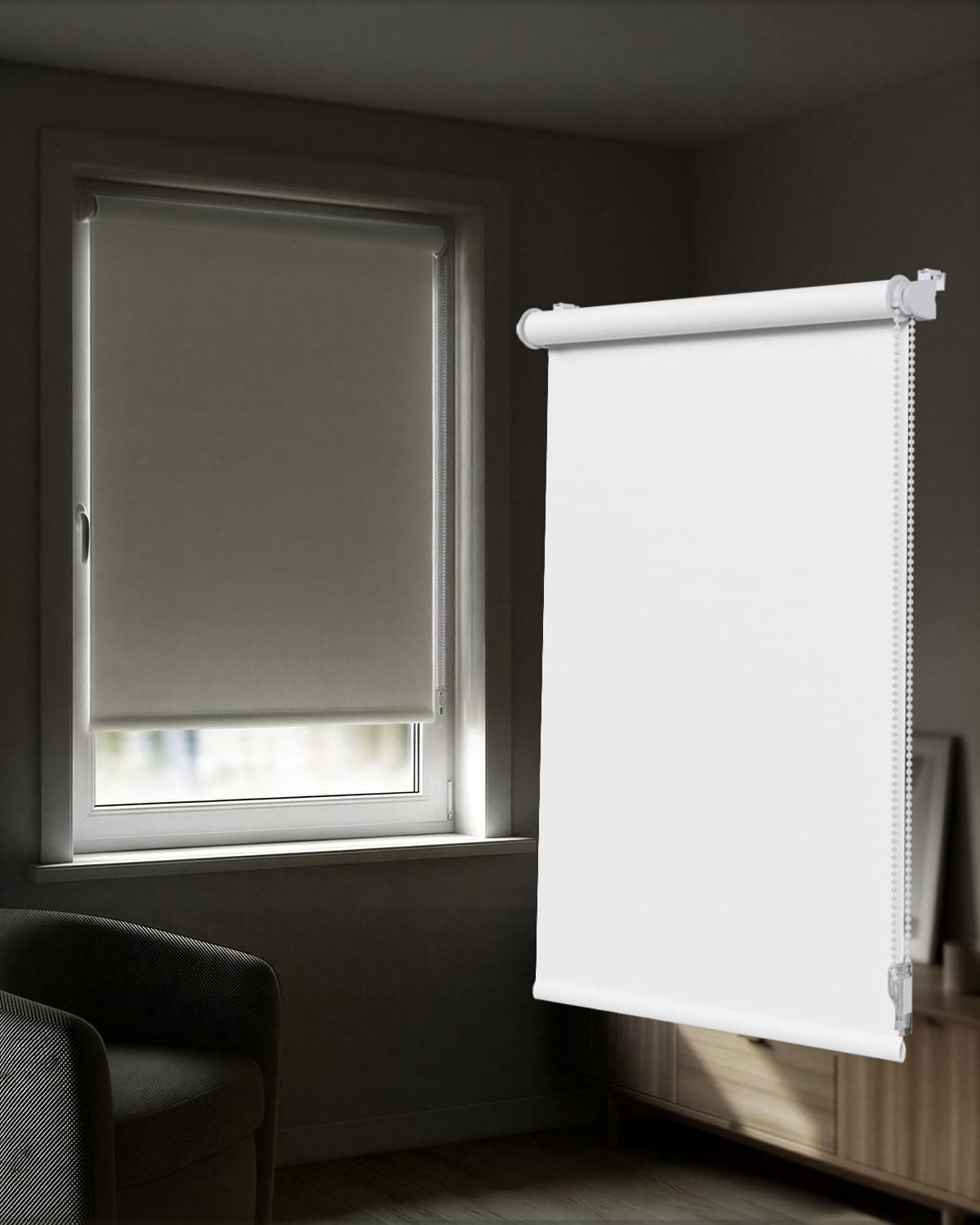 Victoria M. Tenebra Estor Opaco con o sin Taladrar, Incluye Material de Montaje, 95 x 220 cm (Ancho x Alto), Blanco