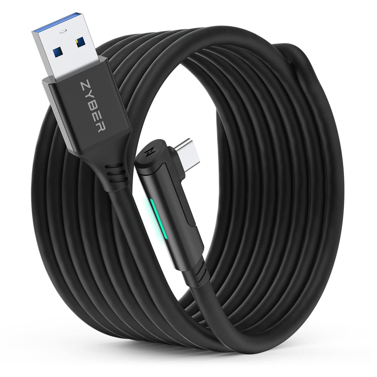 ZYBER Cable de Enlace 5M para Oculus Quest 2 y Pico 4, Quriculares VR para PC de Juegos Meta Quest Pro 2/1, Cable USB 3.0 a USB C de Alta Velocidad para PC VR y Steam VR (Blanco)