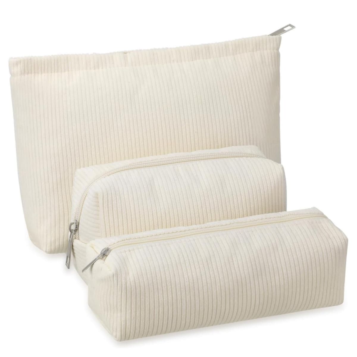 JSTHHTT 3PC Neceser Maquillaje Mujer, Neceser Mujer, Neceser Viaje Mujer, Bolsas de Cosméticos de Tejido de Pana con Cremallera, Bolsa Maquillaje, Bolsa de Maquillaje Portátiles, Accesorios Viaje