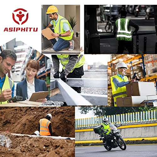 ASIPHITU Reflective Safety Vest for Men Women Construction Vest Meet ANSI/ISEA Standard Yellow Large — view 5
